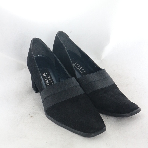 STUART WEITZMAN Black Suede Pumps Heels Sz 8 US Wmn Narrow - Picture 7 of 8